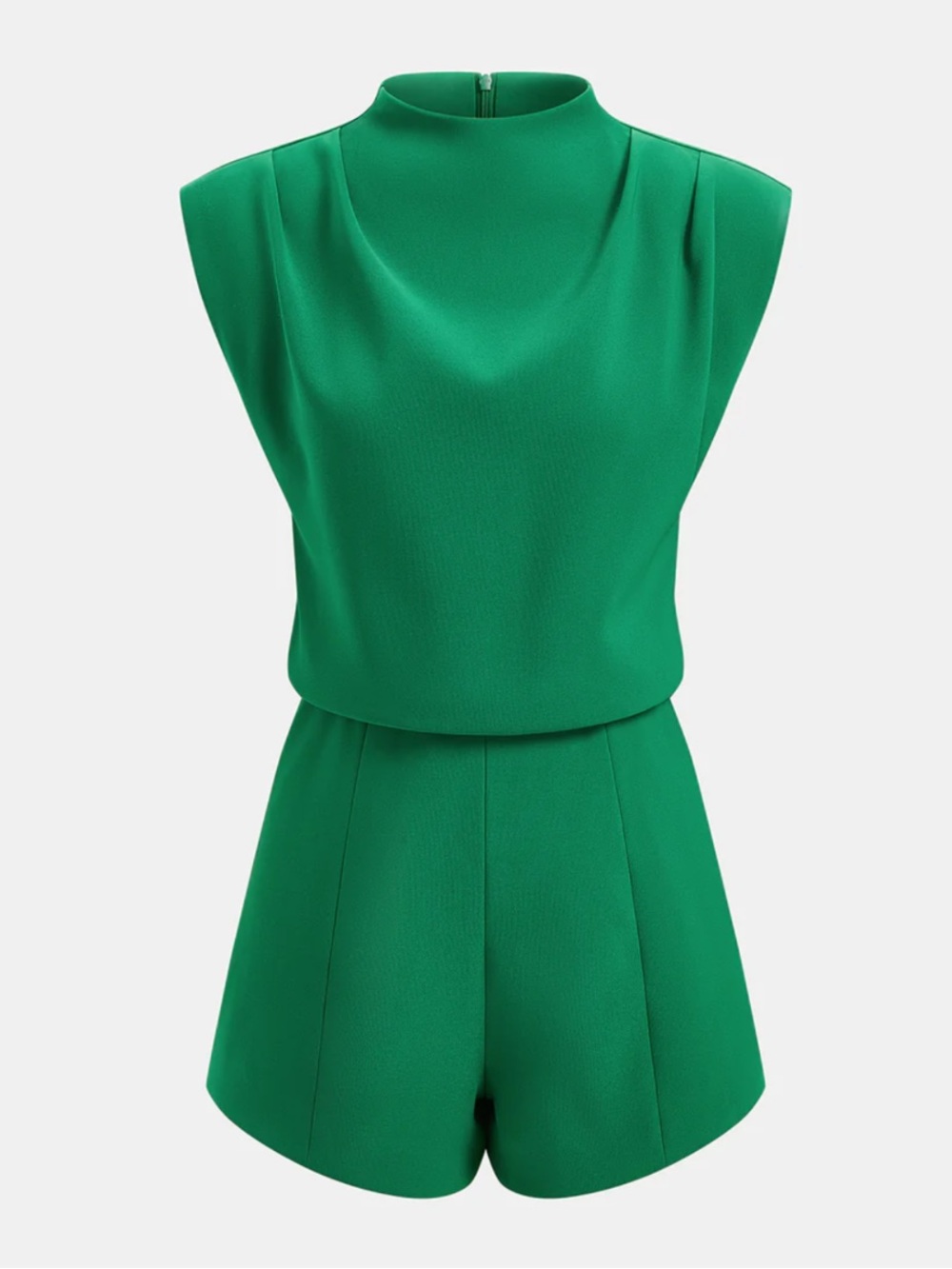 COMMENSE Draped Sleeveless Mock Neck Romper